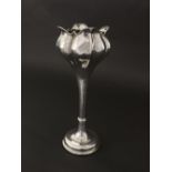 Art Nouveau silver tulip vase, the rim in the form of an open tulip, upon a stepped circular base,