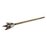 African ceremonial wooden oar, with painted forked paddle, Gold Coast, 57" long