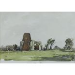 By Edward Wesson (1910-1983) - 'St Benet's Abbey, Norfolk', signed, watercolour, 13" x 19", framed