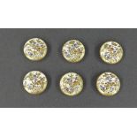 Set of six Japanese satsuma buttons, with foliate designs, 24mm diameter (6)