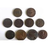 Collection of halfpenny tokens from various counties to include Suffolk John Rackham Booksellers and