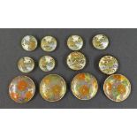 Set of six Japanese satsuma buttons, 18mm diameter; set of four larger satsuma buttons with