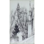 Architectural study of a Gothic archway, indistinctly signed and dated 1922, pen and ink study,