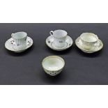 Caughley twenty flutes cup and saucer; Caughley twenty-eight flutes cup and saucer; also a