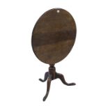 Georgian oak tripod tilt-top tea table, 26.5" diameter