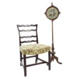 Chippendale style ladder back stuffover dining chair, with broad studded seat, 22" wide; together