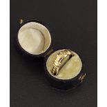 Antique three piece yellow gold Fede ring, with a gadrooned centre band and modelled with two