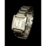 (536938-1-A) Cartier Tank Francaise stainless steel automatic gentleman's bracelet watch, ref. 2302,