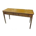19th century mahogany D-end serving table, fitted with two slim drawers upon square tapered legs,