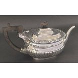 Early 20th century silver half fluted boat shaped teapot, maker HP & Co., Sheffield 1911, 12"