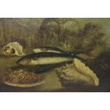 By A* Wilson (19th century) - still life of fish, shells and crustaceans, signed, oil on board, 14.