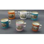 Pratt Ware - group of six assorted mugs of various sizes and designs (6)