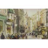 By David Taylor (20th century) - 'Festive Spirit, High Street, St Peter Port', signed, inscribed