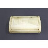 Regency ivory snuff box, the top carved with a manor house through a vista, 3.25" long