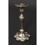 Victorian silver taper stick with fluted baluster column and ecclesiastical base, maker Henry