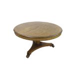 Early Victorian/late William IV mahogany breakfast table, the circular top upon a tapered column,