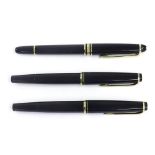 Mont Blanc - three fountain pens to include two No.22 and a another with a two colour gold nib