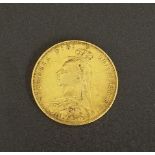 Victorian 1889 full sovereign coin, 8gm