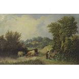 By E*R* Barnes (19th century) - 'Wilson's Farm, Eccleston near Kirkham', signed and dated 1862,