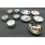 Five Newhall porcelain tea bowls, Newhall pattern 1277 saucer and four other Newhall saucers (10)