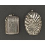 Victorian silver engine turned vesta case with hoop handle, maker Joseph Gloster, Birmingham 1894,