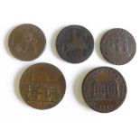 Group of Yorkshire halfpenny and penny tokens to include 1812 Hull Dickards Lead Works halfpenny
