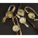 Five 9ct lady's wristwatch heads (5)