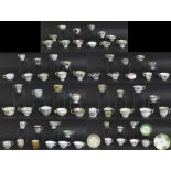 Large selection of assorted English porcelain teacups (some damages)