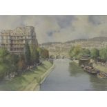 By Frank Shipsides (1908-2005) - 'Afternoon Promenade, Bath', signed and dated 1993, inscribed