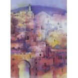 By Elizabeth Jane Lloyd (1928-1995) - 'Fez, Morocco', signed, watercolour, 17.5" x 12.5", framed