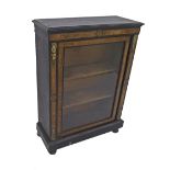 19th century ebonised and walnut pier cabinet, with ormolu mounts inlaid with twelve-pointed