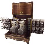 Attractive 19th century French serpentine liqueur set, the folding top enclosing two hinged sides