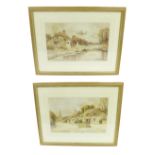 By H* English (early 20th century) - pair of rural studies, signed, watercolour, 10.5" x 17", framed