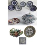 Collection of blue and white pottery to include plates and Delft; together with further ceramics