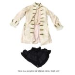 Small collection of vintage clothing to include child's pink silk day suit with lace cuffs and