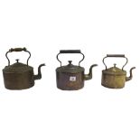 Three antique copper kettles (3)