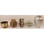 Collection of five various studio pottery vessels (5)