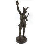 Large cast bronze figure of a Nordic type warrior, the base inscribed 'La Porte', 33" high