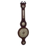 Mahogany inlaid five glass banjo barometer, 8" silvered dial, signed A & D Ortelli, Oxford, 38"