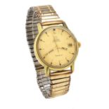 Omega Automatic Geneve gold plated gentleman's wristwatch, the circular gilt dial with baton