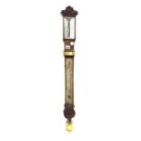 Fine rosewood and brass mounted ship's barometer/thermometer, the angled scale signed Taylor & Co,