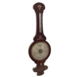 Large rosewood two glass banjo barometer, with a 10" silvered dial within a mother of pearl inlaid