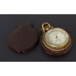 Short & Mason brass cased pocket barometer, cased
