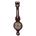 Rosewood four glass banjo barometer, 8" circular silvered dial, 38" high