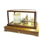 Mahogany cased barograph, within a bevelled glazed stepped case, the base with a single drawer