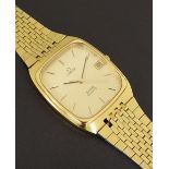 Omega De Ville Quartz gold plated gentleman's bracelet watch, the gilt dial with baton markers,