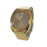 Omega De Ville automatic gold plated gentleman's wristwatch, circa 1970, the champagne dial with