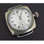 Rolex Oyster 1930s chrome cushion cased gentleman's wristwatch, ref. 1073, the enamel white dial