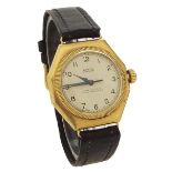 Rolex Oyster 18ct 1930s gentleman's wristwatch, ref. 39529, circular silvered dial with black Arabic