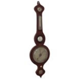 Rosewood onion top five glass banjo barometer, 8" silvered dial, signed D. Arnoldi, Gloucester, 36.